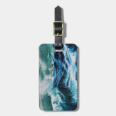 嵐の中で海の中で船を運ぶ ラゲッジタグ (正面縦)