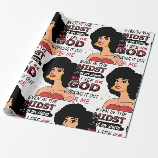  嵐の中で神を信じる黒い女  ラッピングペーパー (アンロールド)