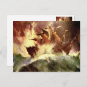 嵐の中で船を操縦する ポストカード (正面/裏面)