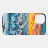 嵐の中で輝く夕日。油絵 Case-Mate iPhoneケース (裏面 (横))