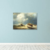 嵐の中のオランダ沿岸の船 キャンバスプリント (インサイチュ (ウッドフロア))