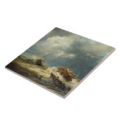 嵐の中のオランダ沿岸の船 タイル (側面)