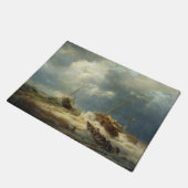 嵐の中のオランダ沿岸の船 ドアマット (アングル)