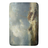 嵐の中のオランダ沿岸の船 バスマット (正面縦)