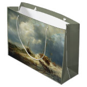 嵐の中のオランダ沿岸の船 ラージペーパーバッグ (裏面アングル)