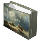 嵐の中のオランダ沿岸の船 ラージペーパーバッグ (正面アングル)