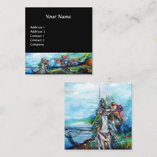 嵐の中のライダー青黒ファンタジー スクエア名刺 (正面/裏面)