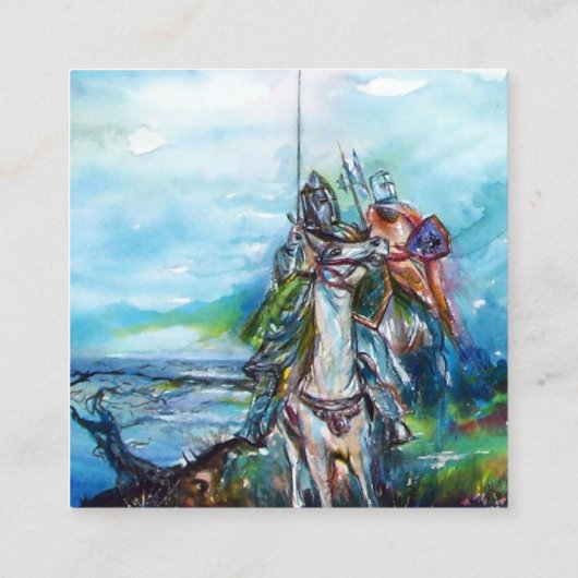 嵐の中のライダー青黒ファンタジー スクエア名刺 (裏面)