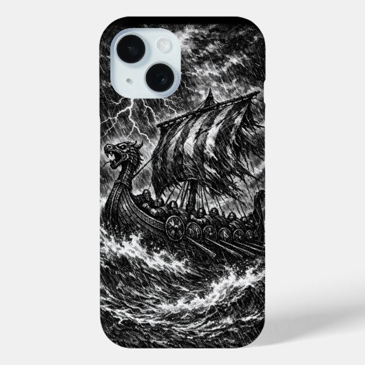 嵐の中のヴァイキングの長船 — インクサガアート Case-Mate iPhoneケース (裏面)
