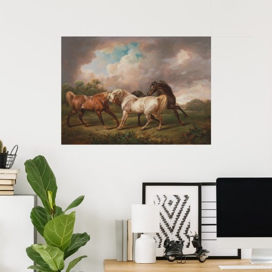 嵐の中の三頭の馬 ポスター (ホームオフィス)