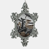 嵐の中の女性バイキング スノーフレークピューターオーナメント (左)