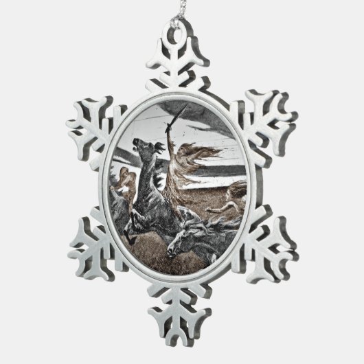 嵐の中の女性バイキング スノーフレークピューターオーナメント (右)