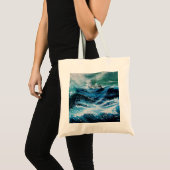 嵐の中の海の中の船航海の、 トートバッグ (正面(商品))