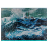 嵐の中の海の中の船 カッティングボード (正面)