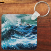 嵐の中の海の中の船 キーホルダー (裏面)