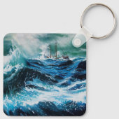 嵐の中の海の中の船 キーホルダー (裏面)
