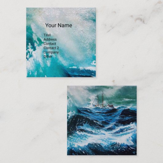 嵐の中の海の中の船 スクエア名刺 (正面/裏面)
