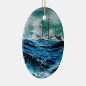 嵐の中の海の中の船 セラミックオーナメント (右)