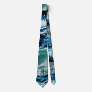 嵐の中の海の中の船 ネクタイ