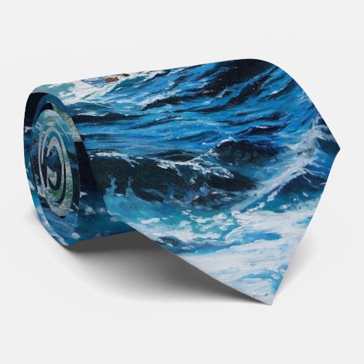 嵐の中の海の中の船 ネクタイ (ロール)
