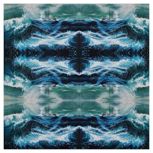 嵐の中の海の中の船 ファブリック (見本)