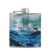 嵐の中の海の中の船 フラスク (正面)