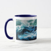 嵐の中の海の中の船 マグカップ (左)
