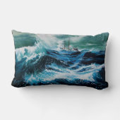 嵐の中の海の中の船 ランバークッション (裏面)