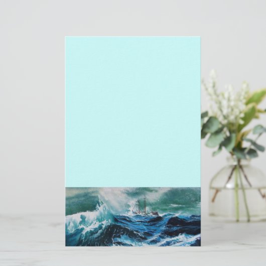 嵐の中の海の中の船 便箋 (スタンド正面)