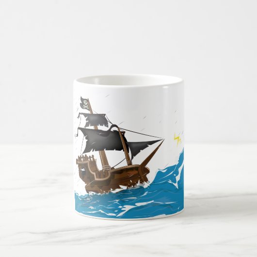 嵐の中の海賊船 コーヒーマグカップ (中央)