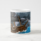 嵐の中の海賊船 ジャンボコーヒーマグカップ (正面)