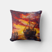 嵐の中の漁師 クッション (正面)