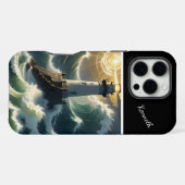 嵐の中の灯台 iPhoneケース (裏面横)