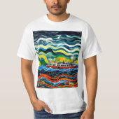 嵐の中の蒸気船5 Tシャツ (正面)