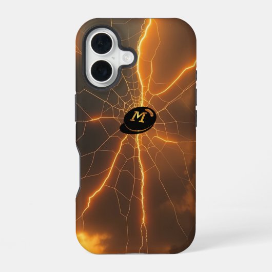 嵐の中の電光網 iPhone 16ケース (裏面)