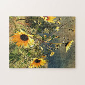 嵐の写真の前のひまわり ジグソーパズル (横)