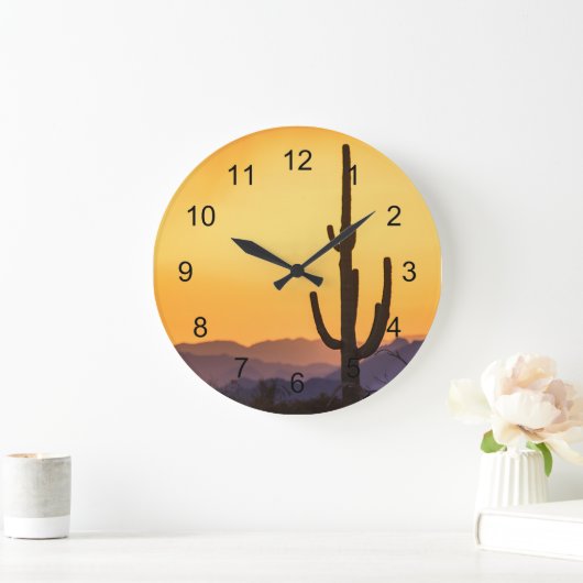 嵐の前のスコッツデールの夕日 ラージ壁時計 (ホーム)