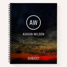 嵐の前の夕日モノグラムの ノートブック