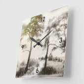 嵐の前の平和 スクエア壁時計 (傾斜)