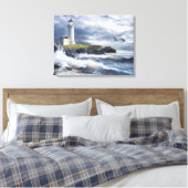 嵐の前夜の北のヘッドライトハウス キャンバスプリント (インサイチュ (寝室))