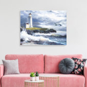 嵐の前夜の北のヘッドライトハウス キャンバスプリント (インサイチュ (リビング))