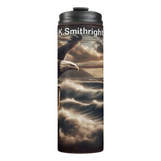 嵐の夕日の海の上のイーグル タンブラー (正面)