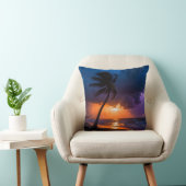 嵐の夕日 ビーチ ピロー 劇的な孤独なパーム (椅子)