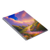 嵐の夕焼けの中の草地と流れ ノートブック (右側)