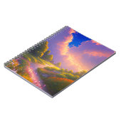 嵐の夕焼けの中の草地と流れ ノートブック (左側)