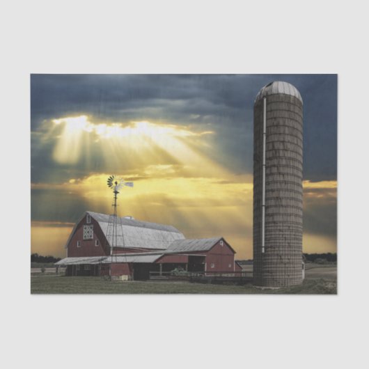 嵐の後に赤いバーに注ぐ太陽の光 薄葉紙 (正面)