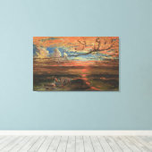 嵐の後の海での夕日(油が押されたカルボに乗る) キャンバスプリント (インサイチュ (ウッドフロア))