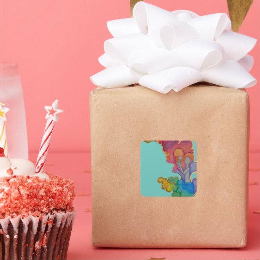 嵐の後の虹のステッカー スクエアシール (パーティー)