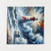 嵐の抱擁の灯台：表現主義 タペストリー (正面(横))