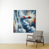 嵐の抱擁の灯台：表現主義 タペストリー (インサイチュ(横))